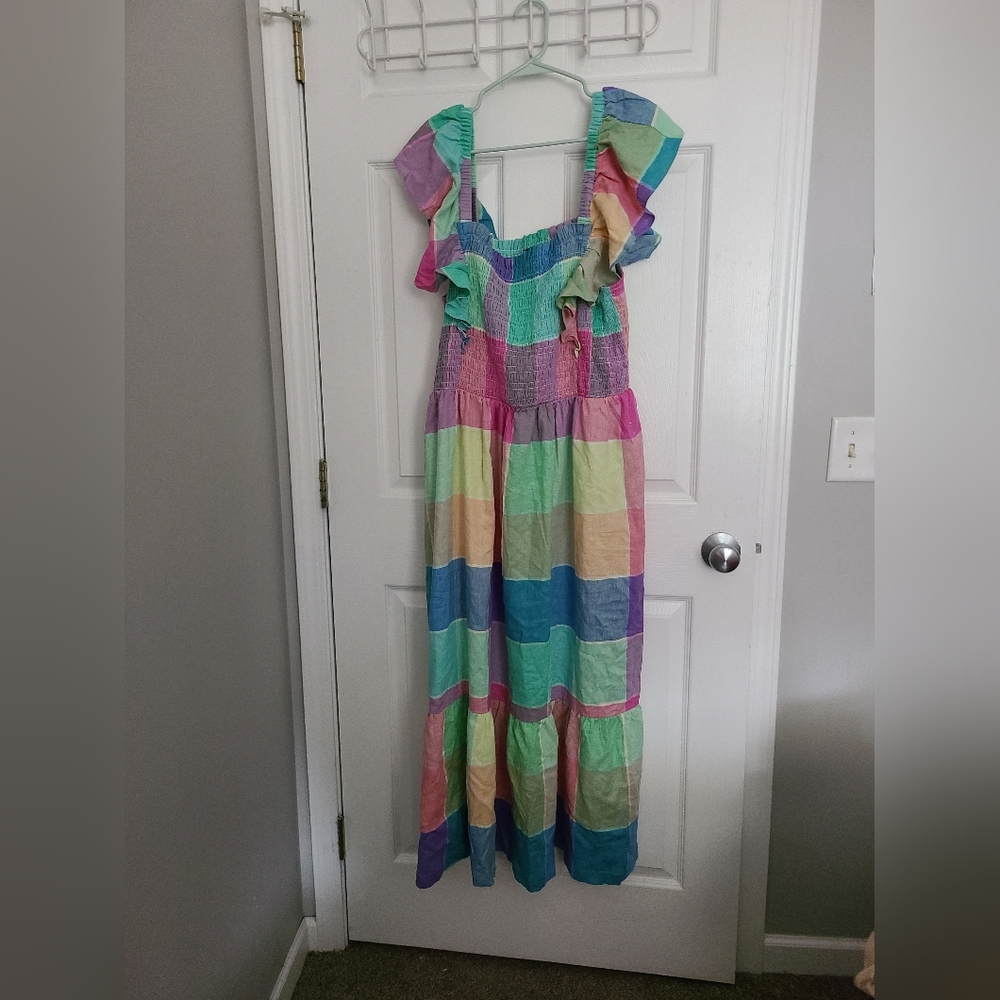 GAP Rainbow Plaid Maxi Dress